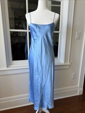 Vince Silky Blue Slip Dress with Spaghetti Straps